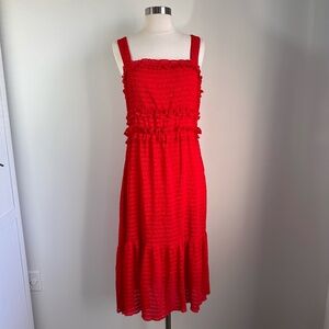 Gianni Bini Red Midi Snyder Dress Size Large